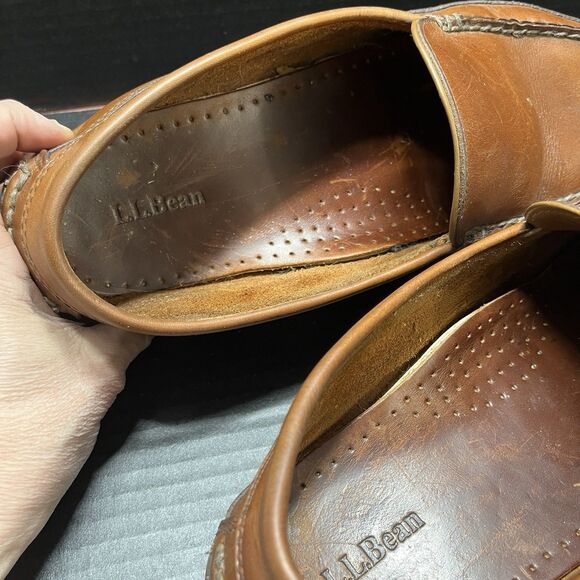 LL Bean Mens Sz 12 EE Casco Bay Mocs Loafers #299805 Brown Leather Loafers Shoes main image 3